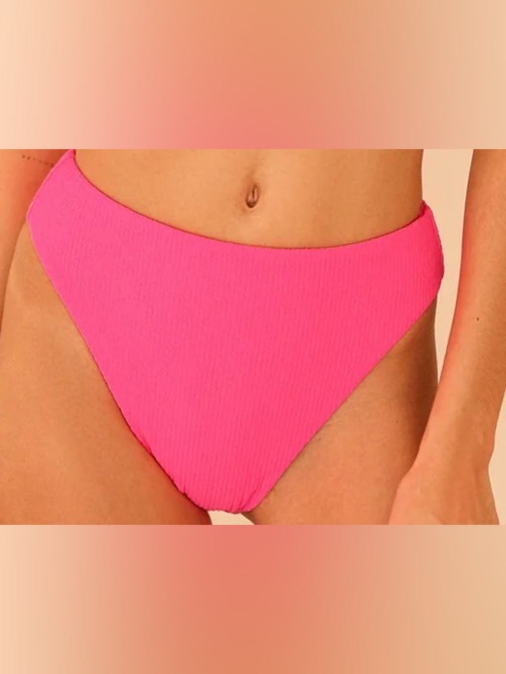 Dippin’ Daisy’s Seashore Textured Bikini Bottoms Barbie Pink L NWT